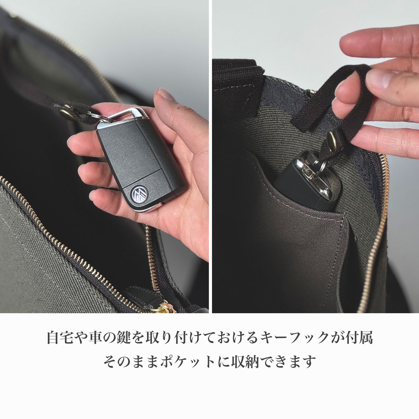 綿麻帆布のショルダーバッグS <カーキ khaki>