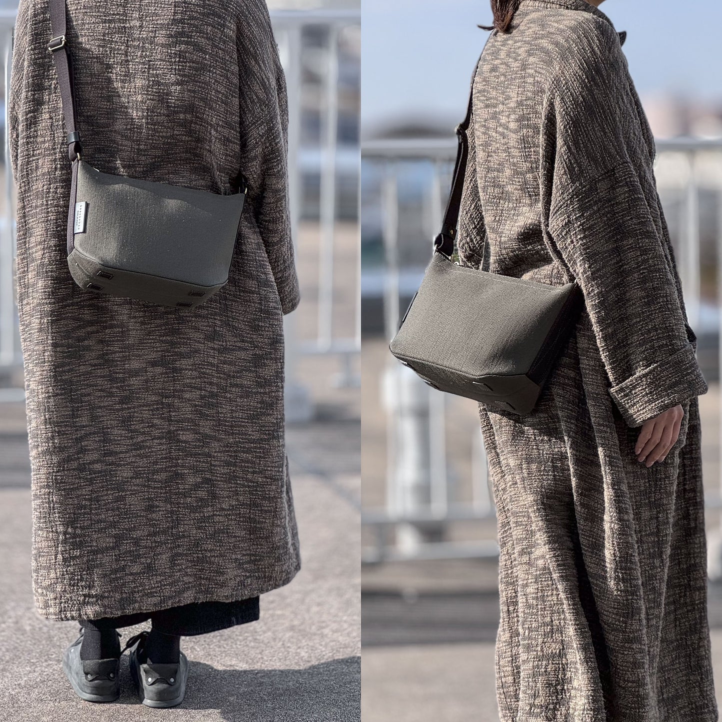 綿麻帆布のショルダーバッグS <カーキ khaki>