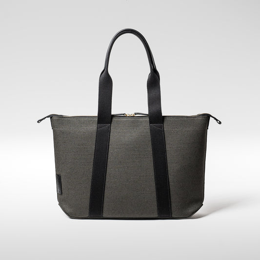 倉敷の綿麻帆布とヌメ革で仕立てた 丈夫で軽量なトートA4 <カーキ khaki>