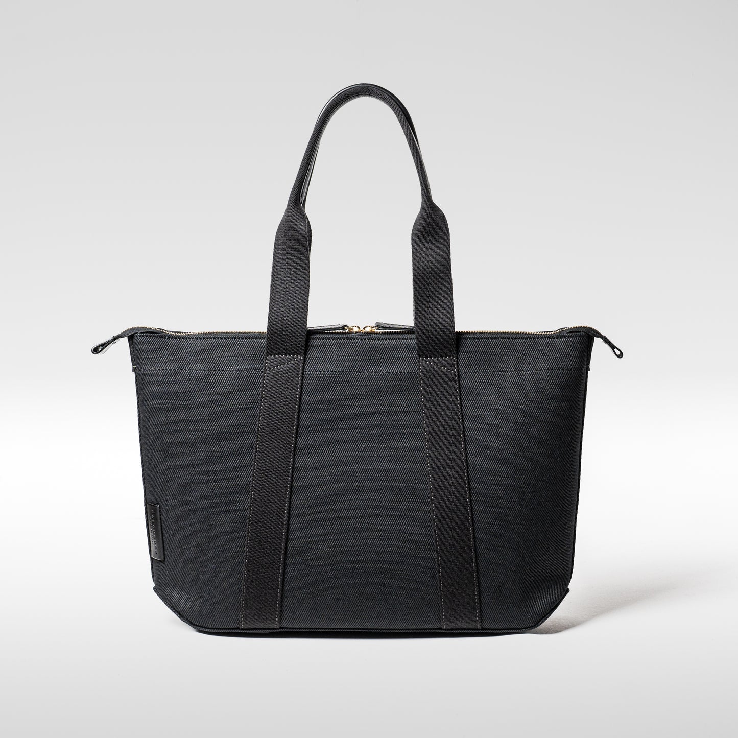 倉敷の綿麻帆布とヌメ革で仕立てた 丈夫で軽量なトートA4 <ブラック black>