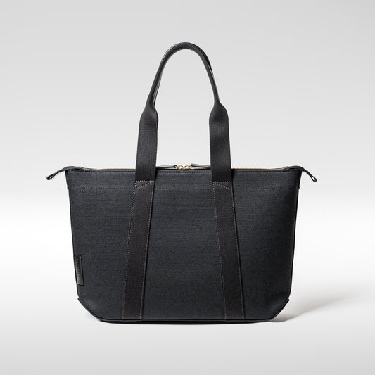 倉敷の綿麻帆布とヌメ革で仕立てた 丈夫で軽量なトートA4 <ブラック black>