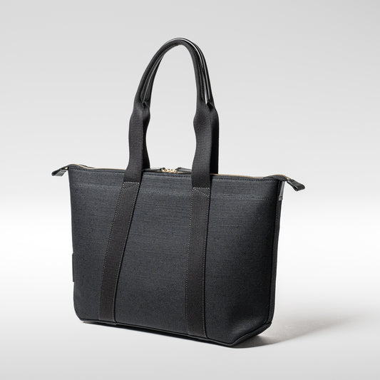 倉敷の綿麻帆布とヌメ革で仕立てた 丈夫で軽量なトートA4 <ブラック black>