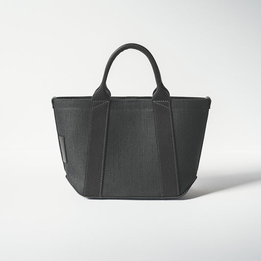 倉敷の綿麻帆布とヌメ革で仕立てた 丈夫で軽量なトートS <ブラック black>