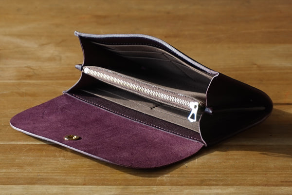 一枚革で仕立てた長財布 パープル (ラッピング無料) ギフト