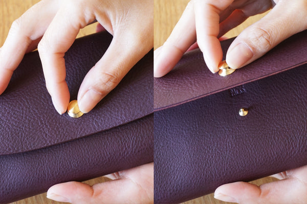 一枚革で仕立てた長財布 パープル (ラッピング無料) ギフト