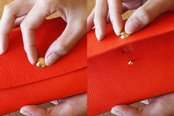 一枚革で仕立てた長財布 レッド(ラッピング無料) ギフト