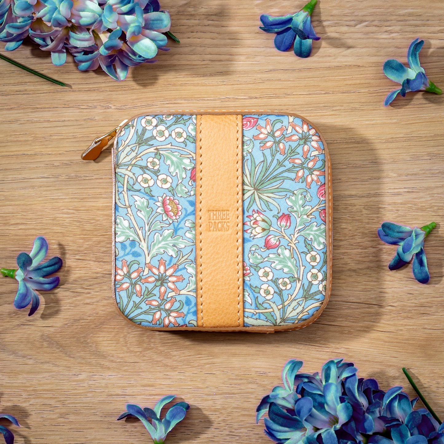 moda fabrics ヒヤシンス柄 ブルー ミニポーチ