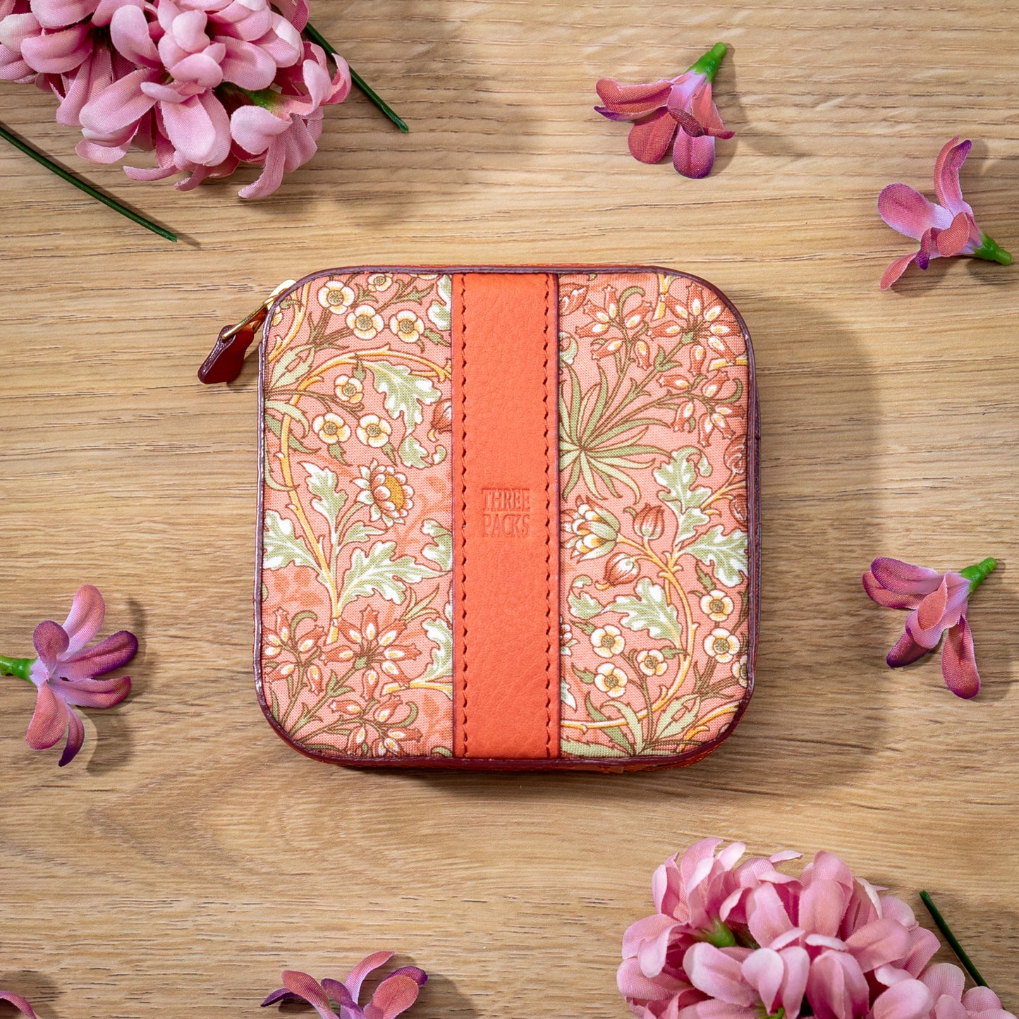 moda fabrics ヒヤシンス柄 ピンク ミニポーチ