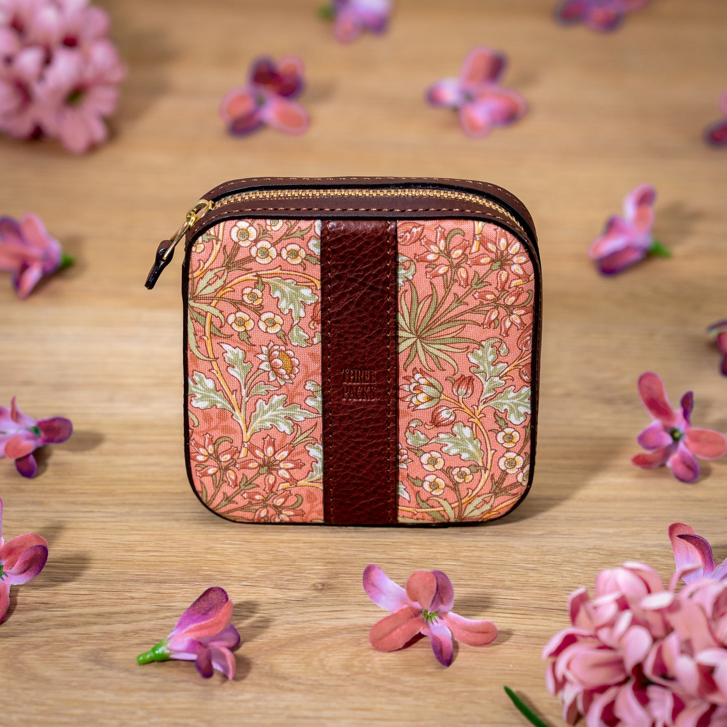 moda fabrics ヒヤシンス柄 ピンク ミニポーチ