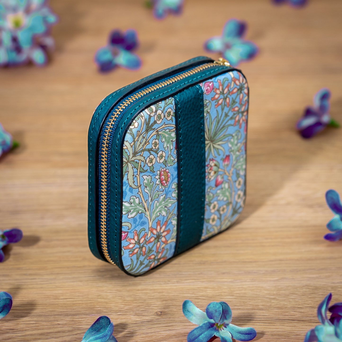moda fabrics ヒヤシンス柄 ブルー ミニポーチ