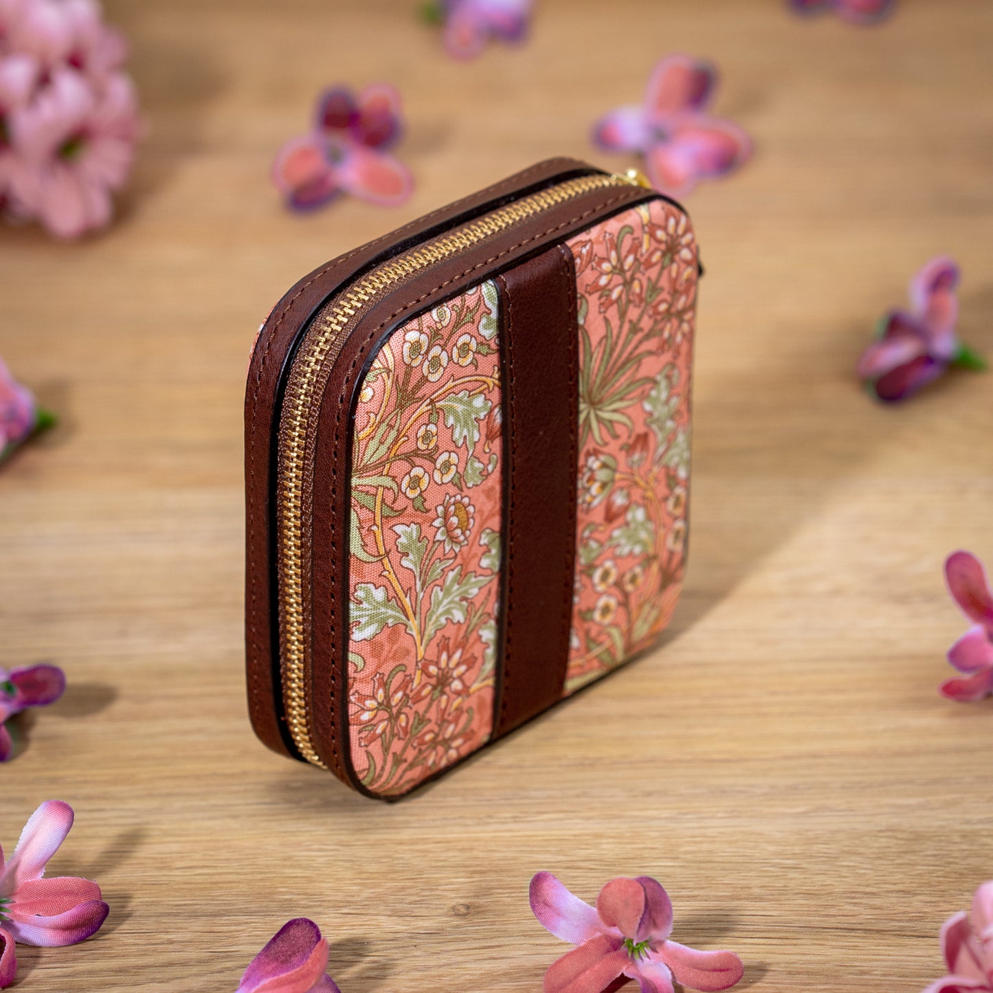 moda fabrics ヒヤシンス柄 ピンク ミニポーチ