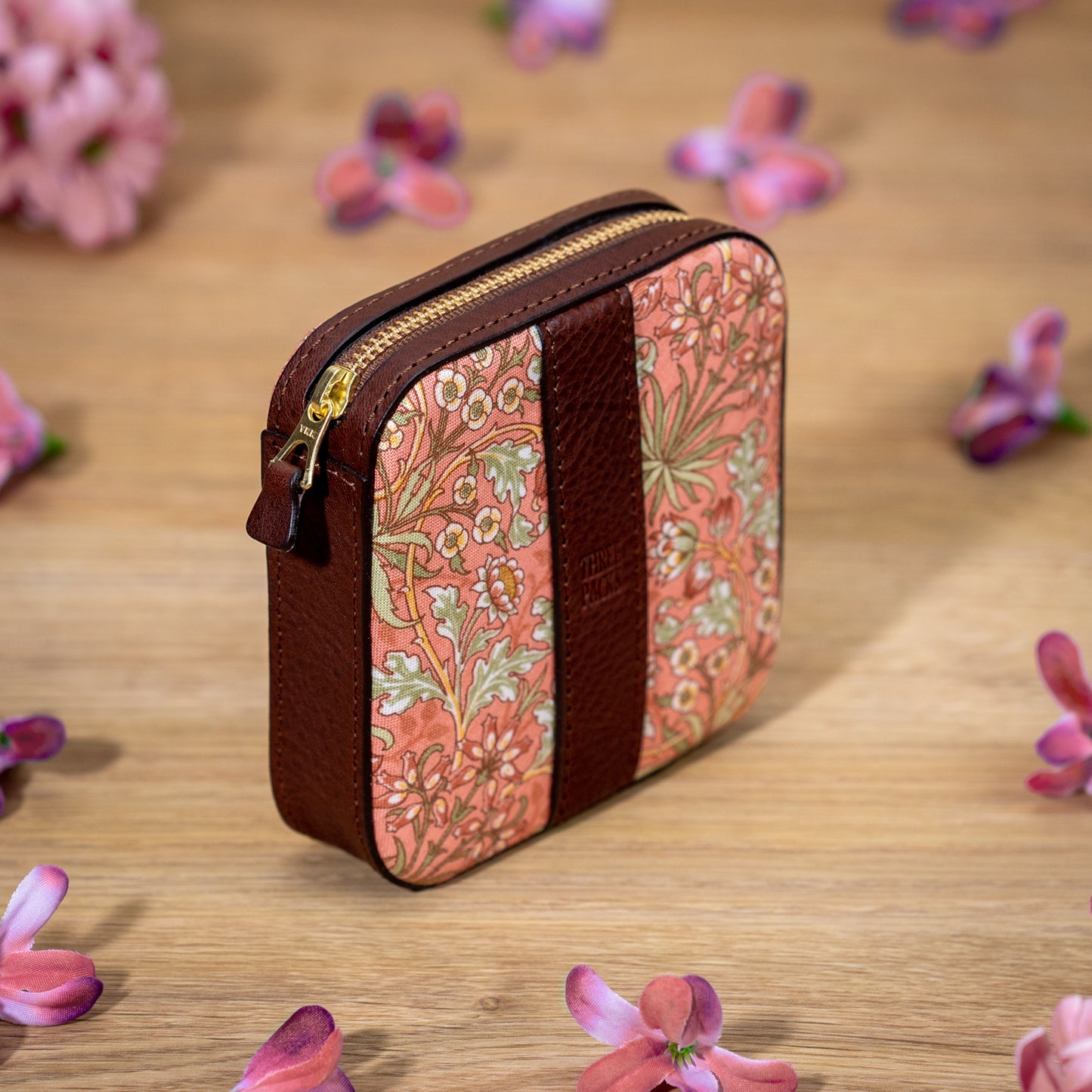 moda fabrics ヒヤシンス柄 ピンク ミニポーチ