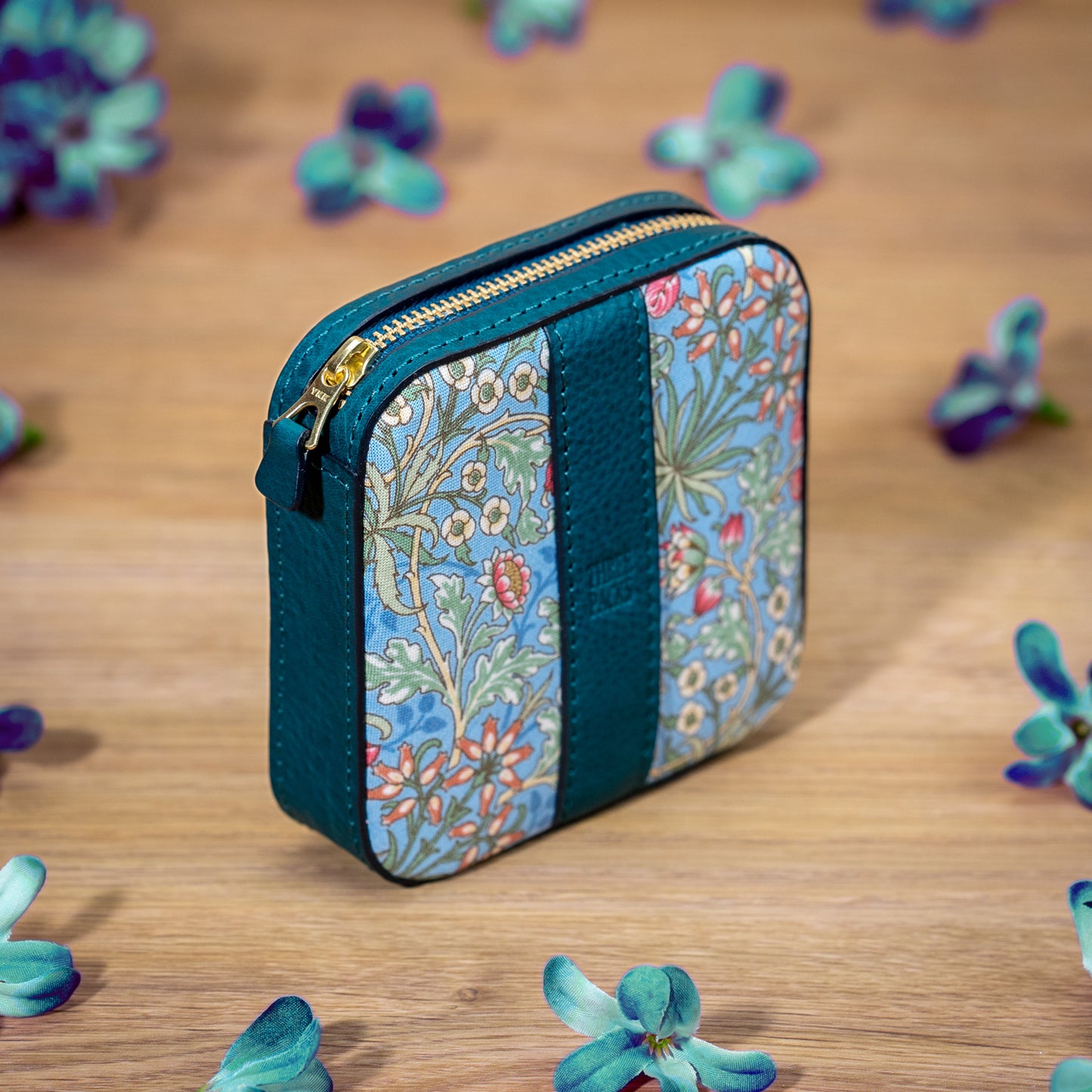 moda fabrics ヒヤシンス柄 ブルー ミニポーチ