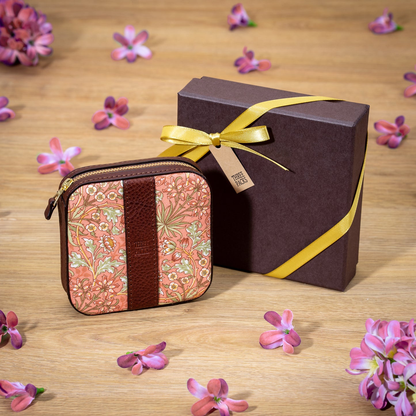 moda fabrics ヒヤシンス柄 ピンク ミニポーチ