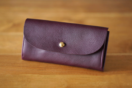 一枚革で仕立てた長財布 パープル (ラッピング無料) ギフト