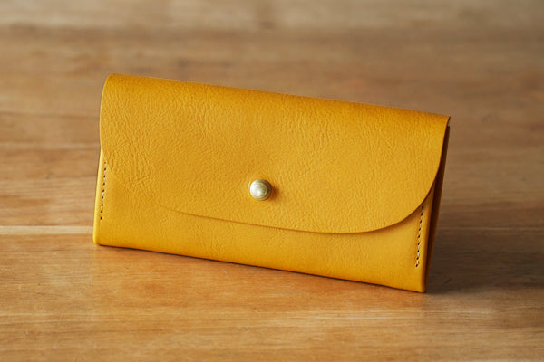 一枚革で仕立てた長財布 イエロー (ラッピング無料) ギフト