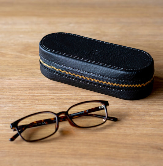 上質な本革メガネケース ブラック