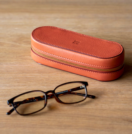 上質な本革メガネケース ピンク