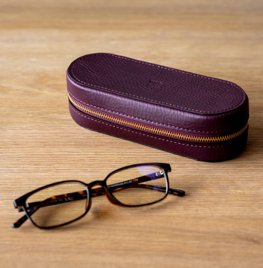 上質な本革メガネケース パープル
