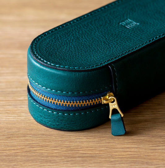 上質な本革メガネケース ブルー