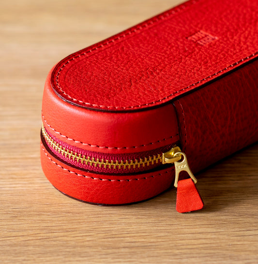 上質な本革メガネケース レッド