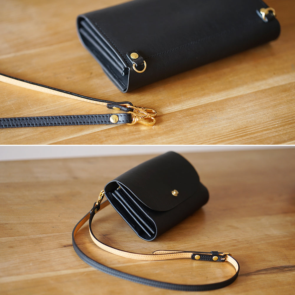 本革のお財布ポシェット ブラック