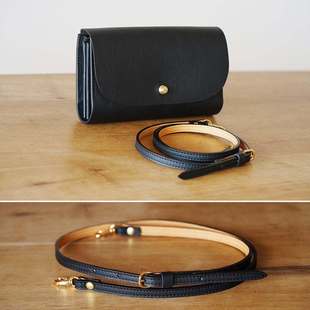 本革のお財布ポシェット ブラック