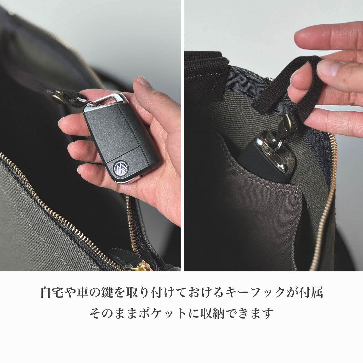 綿麻帆布のショルダーバッグS ＜カーキ khaki＞