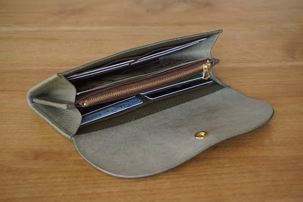 一枚革で仕立てた長財布　グリージオ(ラッピング無料) ギフト