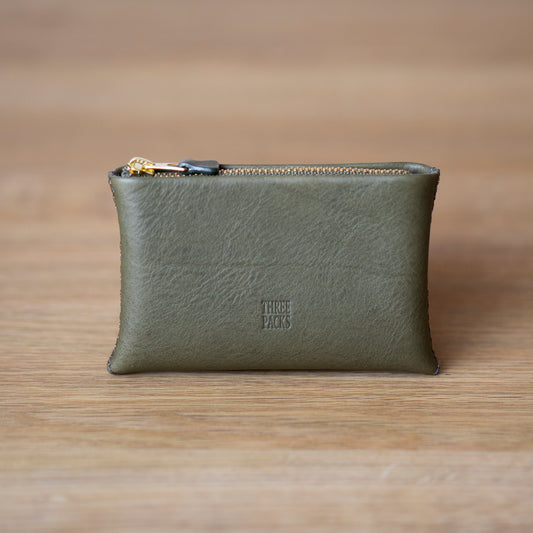 ジグザグ手縫いのミニ財布 (グリージオグレー)